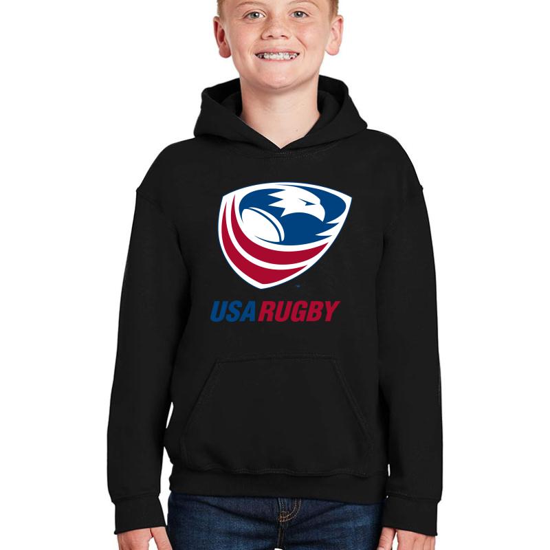 Usa Rugby Youth Hooded Sweatshirt Boy Black