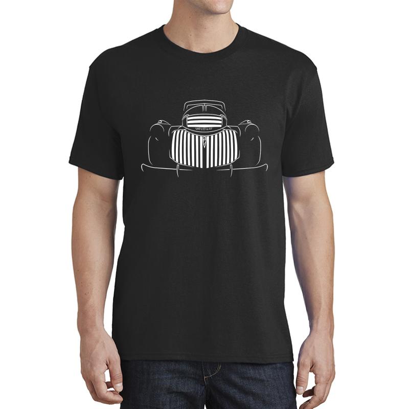 1941 Chevy Pickup - Front Stencil White Unisex T-Shirt Men Black