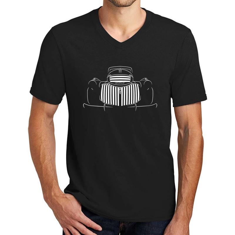 1941 Chevy Pickup - Front Stencil White Unisex V-Neck T-Shirt Men Black