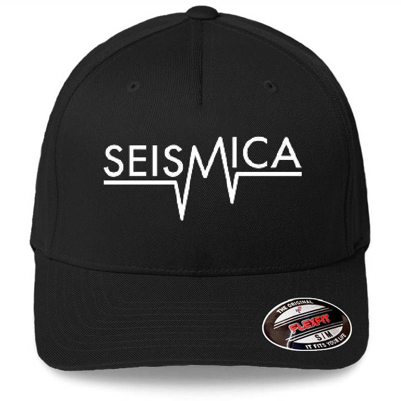 Seismica White Word Logo Premium Flat Bill Snapback Caps