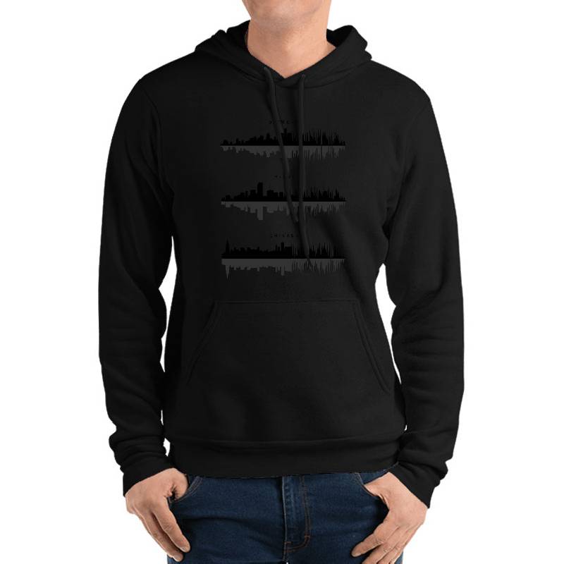 City Skylines Sound Waves Youth Hooded Sweatshirts