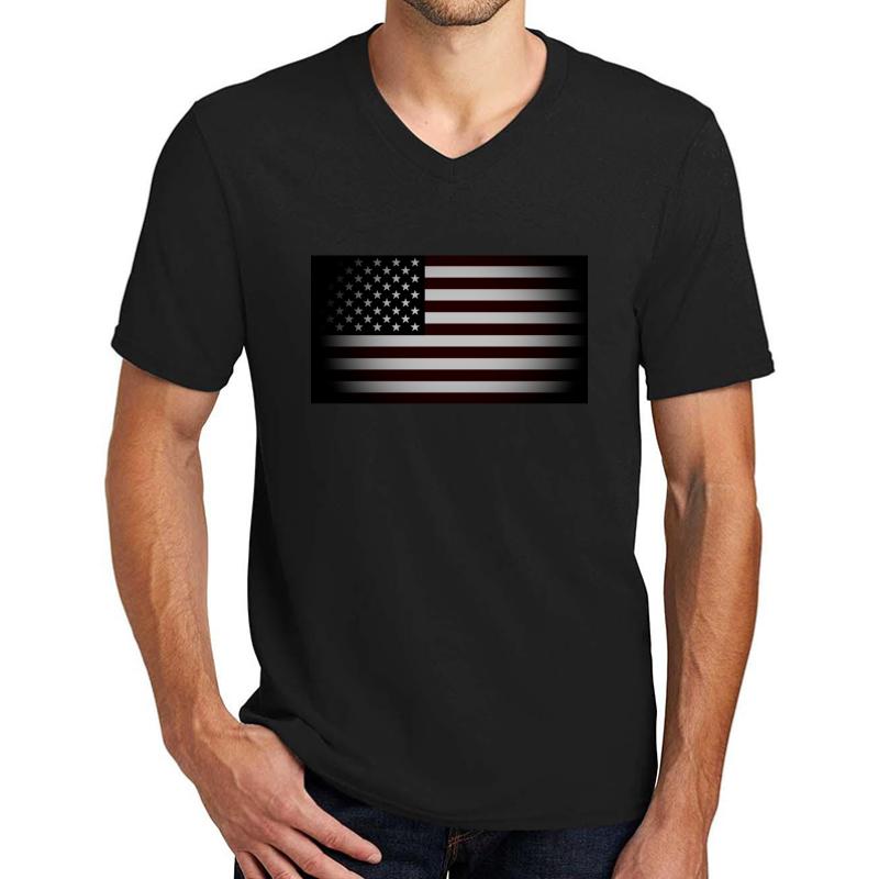 Usa Blackout Flag Unisex V-Neck T-Shirt Men Black