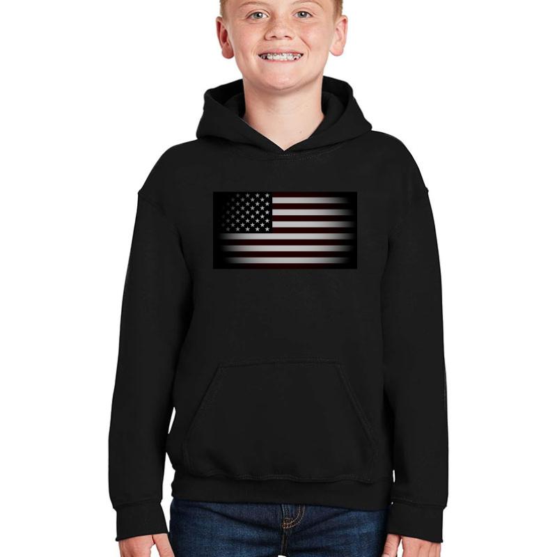 Usa Blackout Flag Youth Hooded Sweatshirt Boy Black