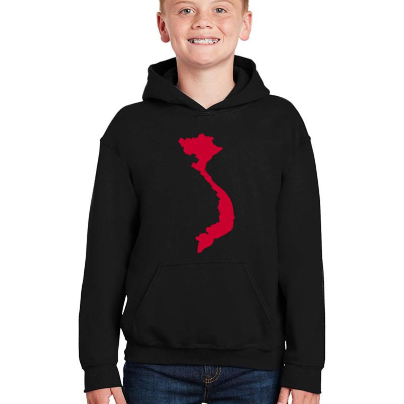 Vietnam Map Youth Hooded Sweatshirt Boy Black