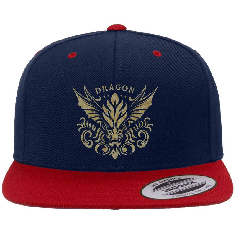Majestic Gold Dragon Grunge Logo Richardson Premium Trucker Snapback Caps