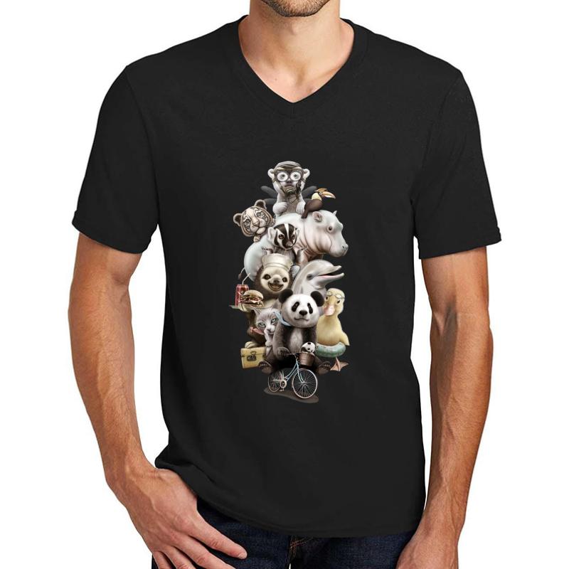 Zoo Escape Unisex V-Neck T-Shirt Men Black