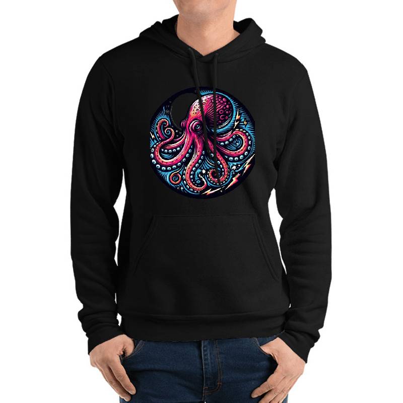Funny animal octopus emblem Youth Hooded Sweatshirts