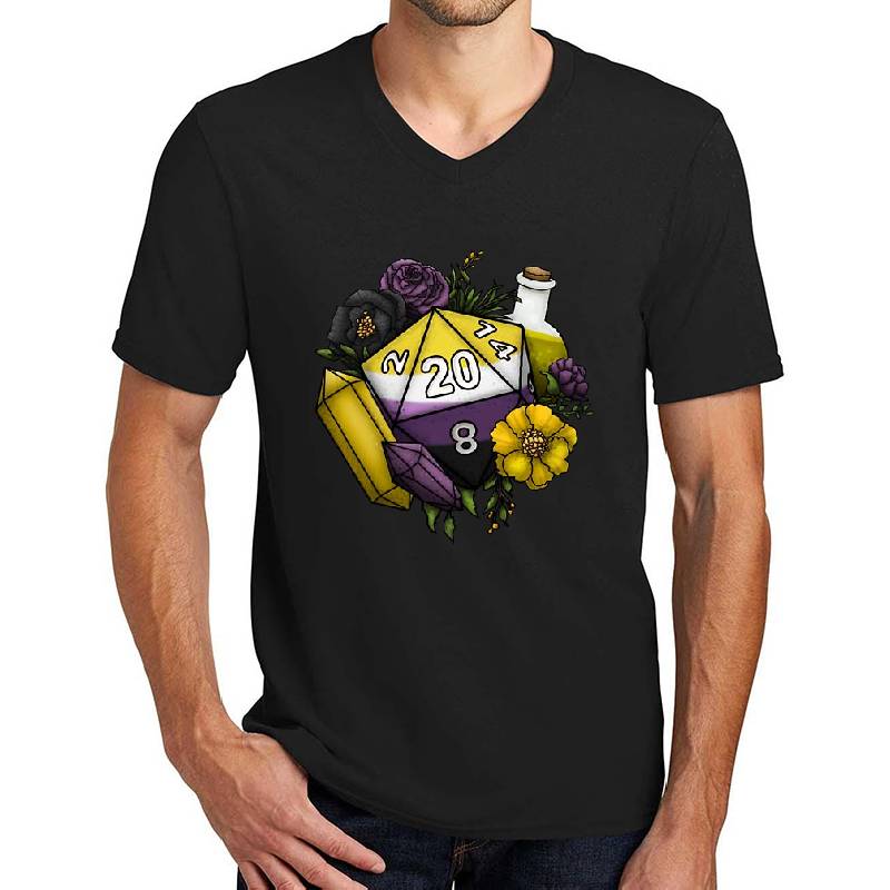 Pride Nonbinary D20 Tabletop RPG Gaming Dice Unisex T-shirts