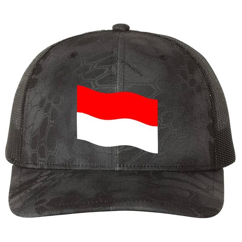 Indonesia Flag Waving Patriotic Indonesian Flags Premium Flat Bill Snapback Caps