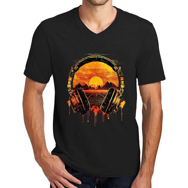 Synthwave Sunset with Headphones Richardson Premium Trucker Snapback Caps
