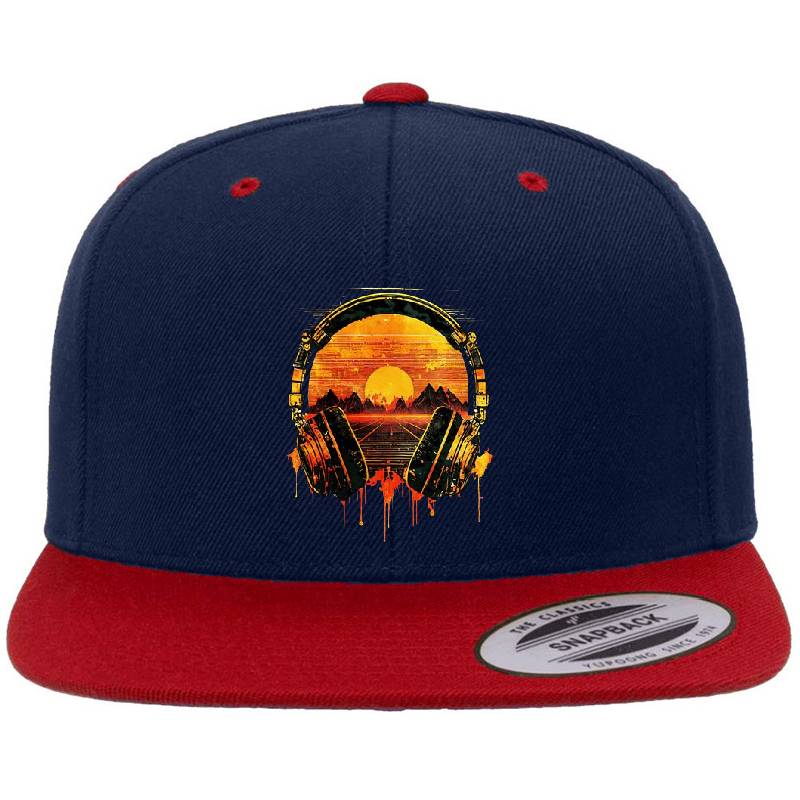 Synthwave Sunset with Headphones Richardson Premium Trucker Snapback Caps