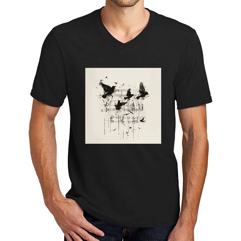 Birds in Flight with Music Notes Unisex Polo Jersey Sport Shirts
