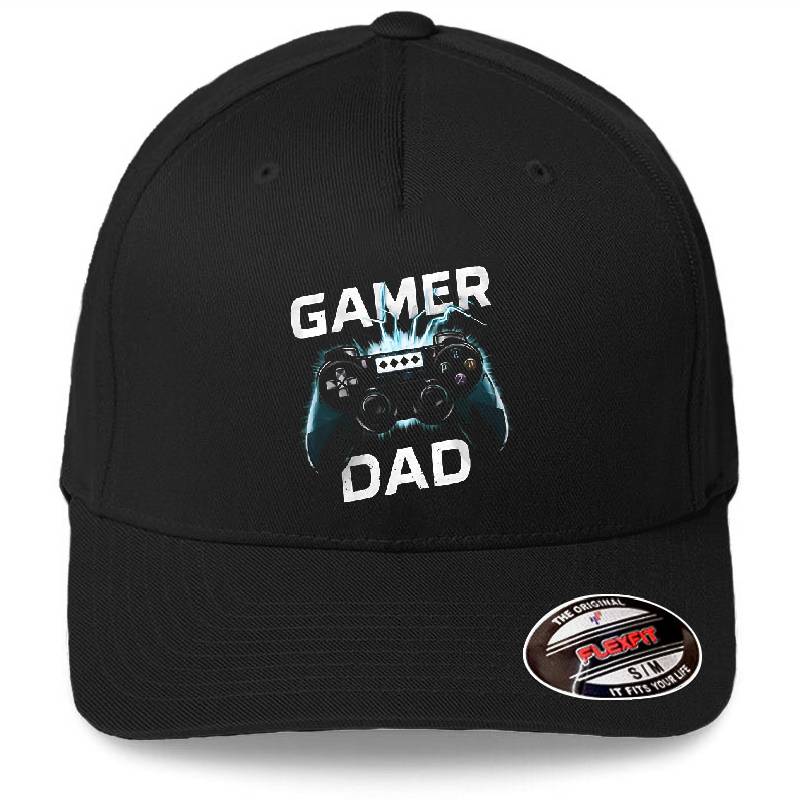 Gamer Dad With Lightning Joystick Premium Flat Bill Snapback Caps