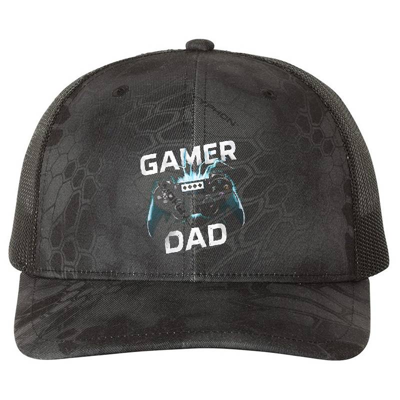 Gamer Dad With Lightning Joystick Premium Flat Bill Snapback Caps