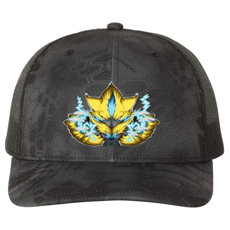 Zeraora W Lightning  Richardson Premium Trucker Snapback Cap  Kryptek Typhon Black