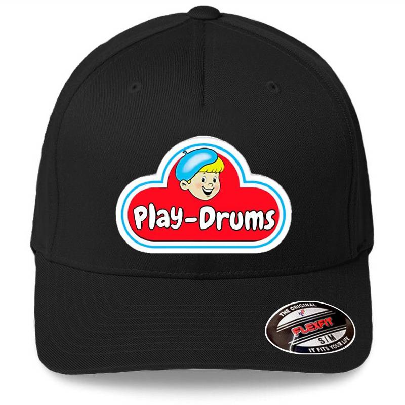 Drummer Play Drums Vintage Logo  Premium Flat Bill Snapback Caps