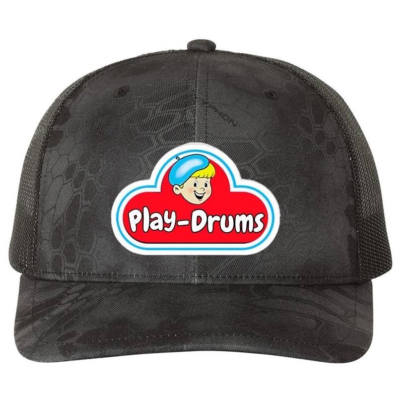 Drummer Play Drums Vintage Logo  Premium Flat Bill Snapback Caps