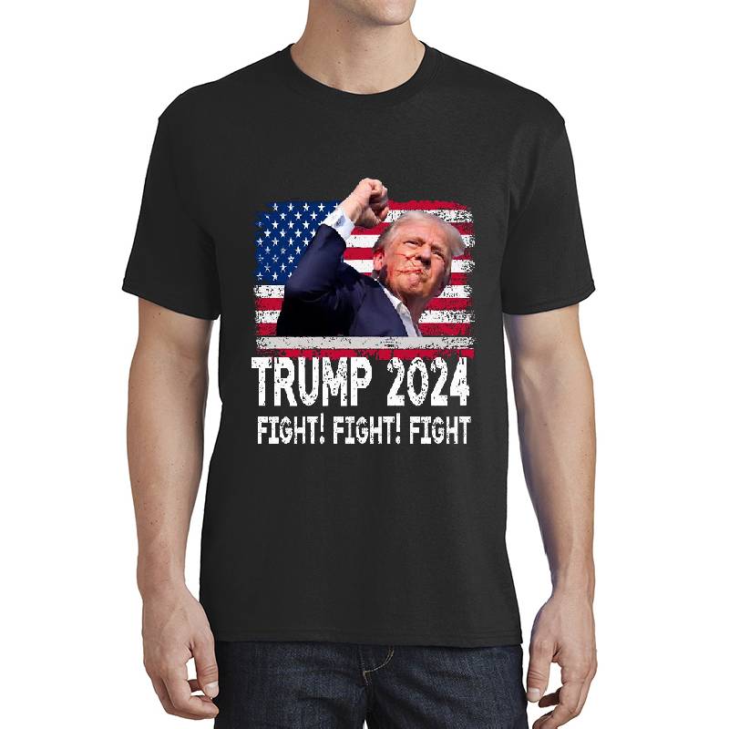 Trump 2024 Fight Fighting Fighters Supporters American Flag Unisex Polo Jersey Sport Shirts