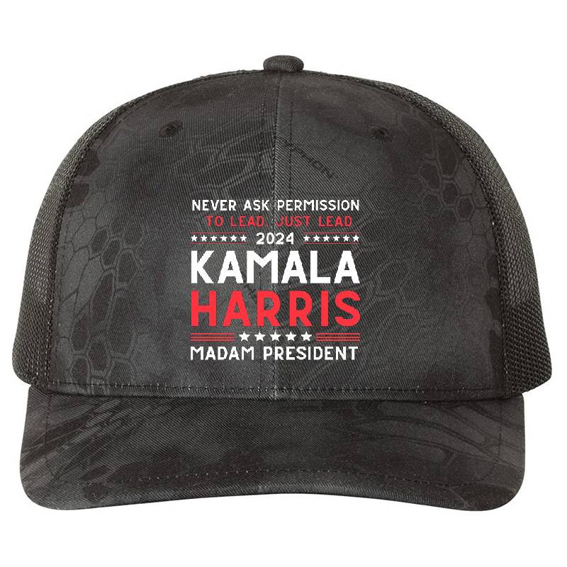 Kamala Harris To Lead, Just Lead 2024 Premium Flat Bill Snapback Caps