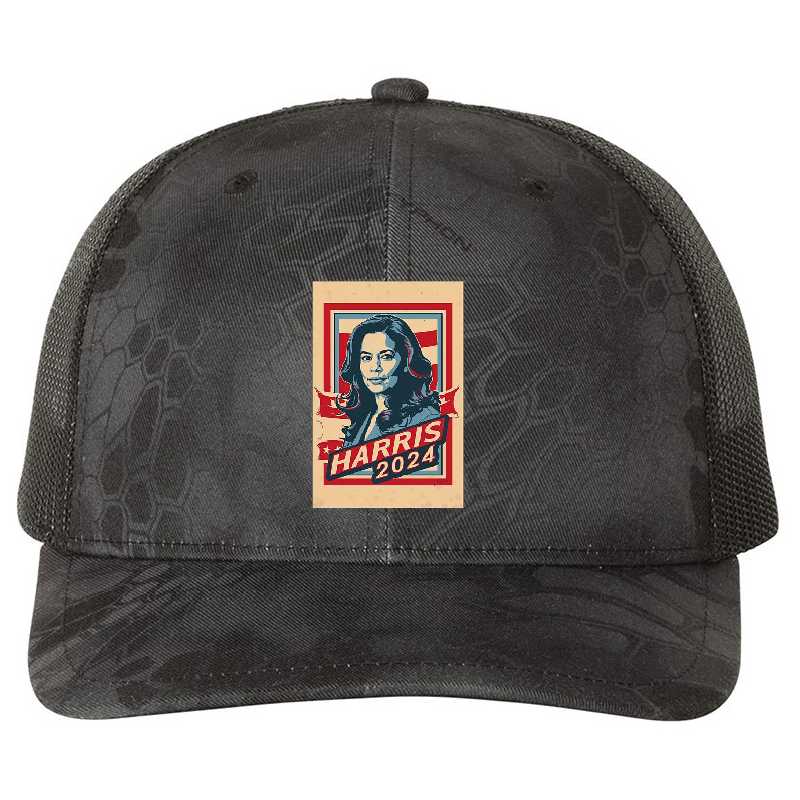 Harris 2024 Campaign Vintage-Inspired Poster Art Premium Flat Bill Snapback Caps