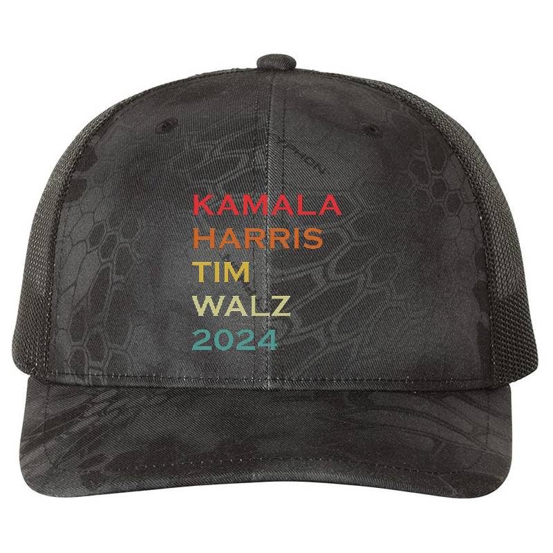 Harris Walz Waltz 2024 Vintage Style Kamala Harris Tim Walz Premium Flat Bill Snapback Caps
