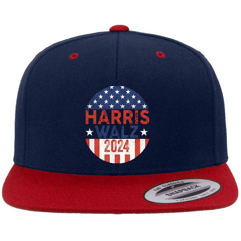 Harris Walz 2024 Kamala Harris Tim Waltz Vintage Button Richardson Premium Trucker Snapback Caps