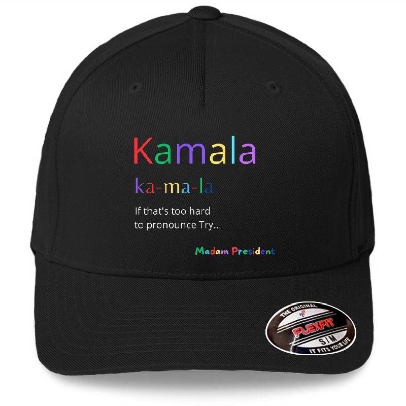 Kamala If that's too hard to pronounce try Madam President Premium Flat Bill Snapback Caps