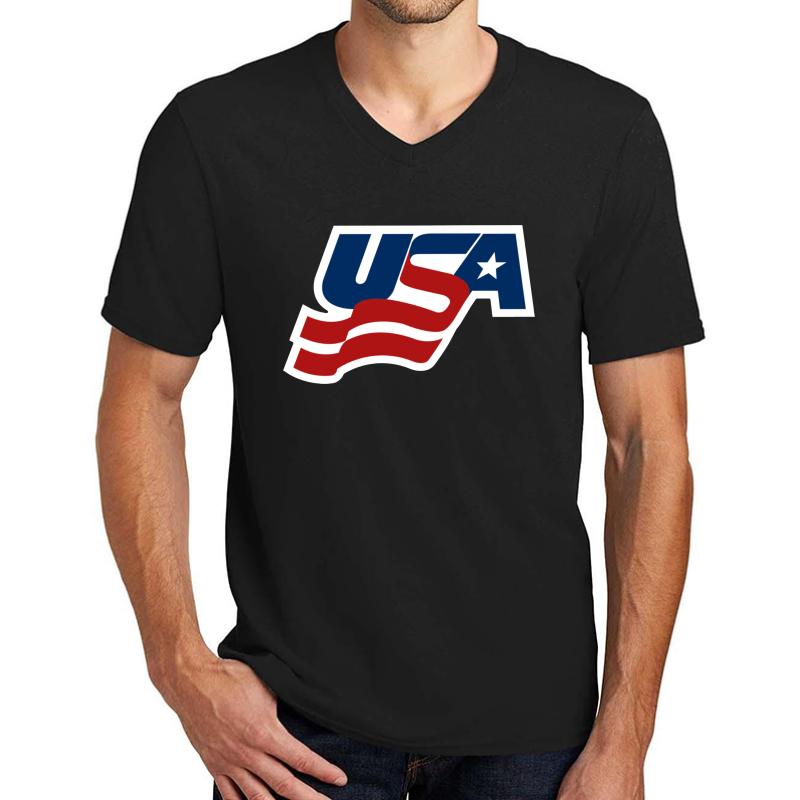 Usa Hockey Logo ! Fitness Gym Crossfit Unisex V-Neck T-Shirt Men Black