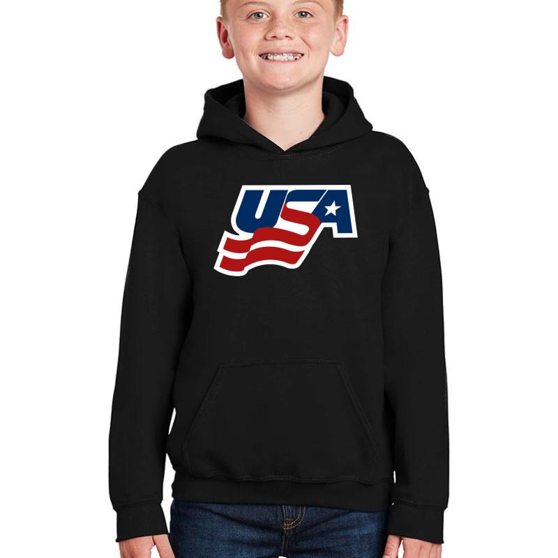 Usa Hockey Logo ! Fitness Gym Crossfit Youth Hooded Sweatshirt Boy Black