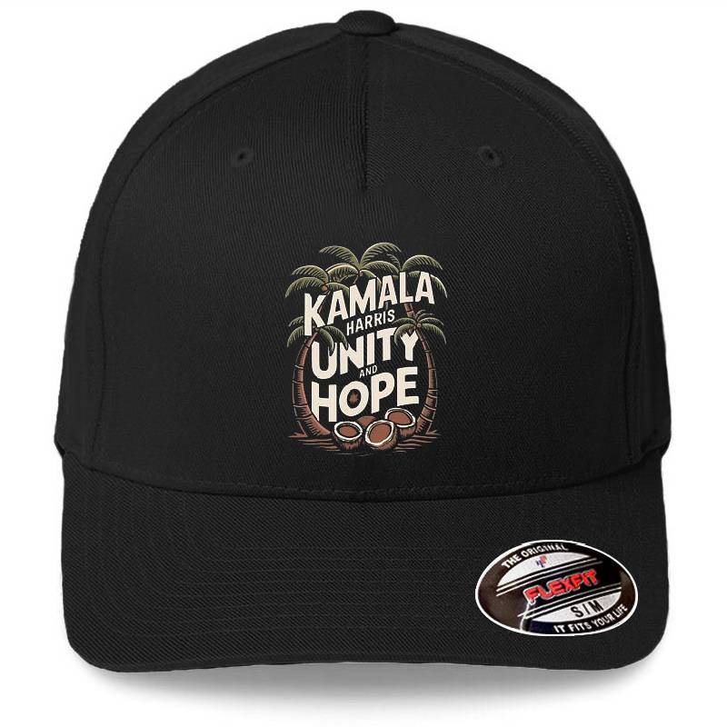  Kamala Harris Unity and Hope Palm Trees Design Premium Flat Bill Snapback Caps