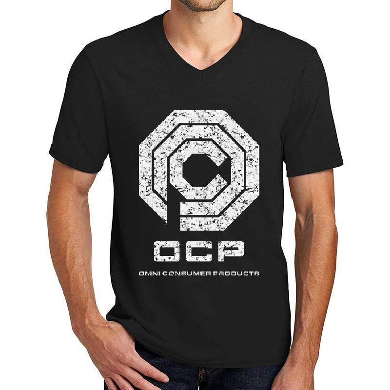OCP Distressed Graphic T-Shirt – Robocop Movie Retro Sci-Fi Fan Apparel Unisex Polo Jersey Sport Shirts