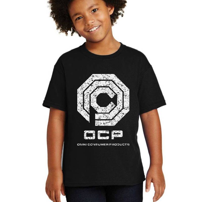 OCP Distressed Graphic T-Shirt – Robocop Movie Retro Sci-Fi Fan Apparel Unisex Polo Jersey Sport Shirts