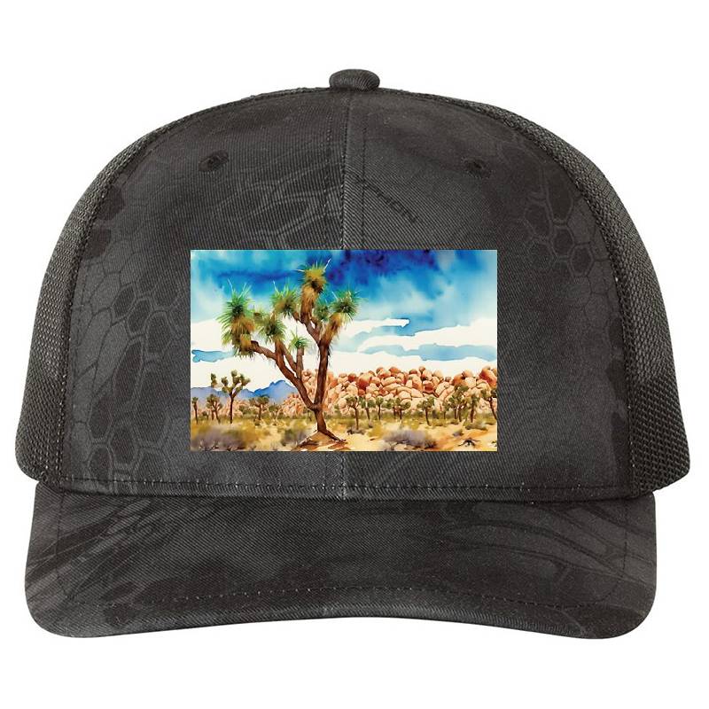 Joshua Tree National Park Watercolor Flexfit Baseball Caps