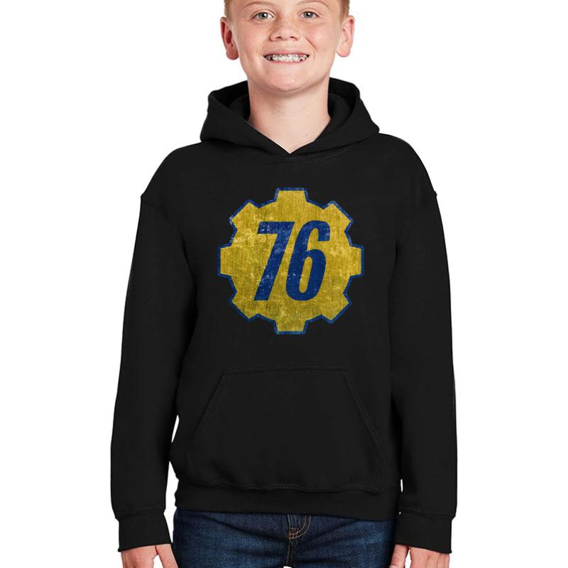 Vault 76 - Distressed Youth Hooded Sweatshirt Boy Black