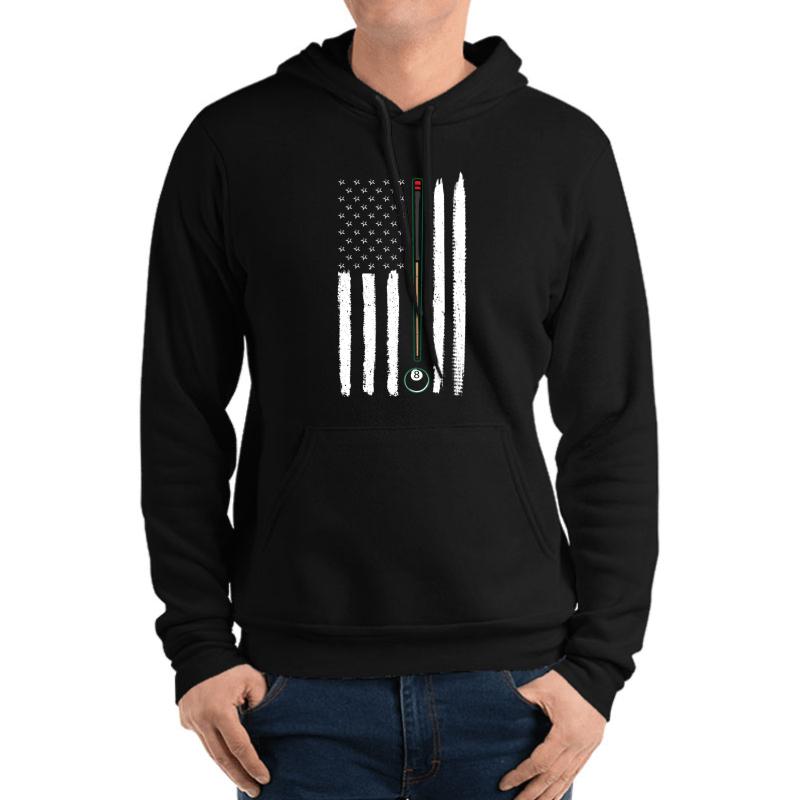 American Flag Billiards Play Pool Unisex Hooded Sweatshirt Men Black