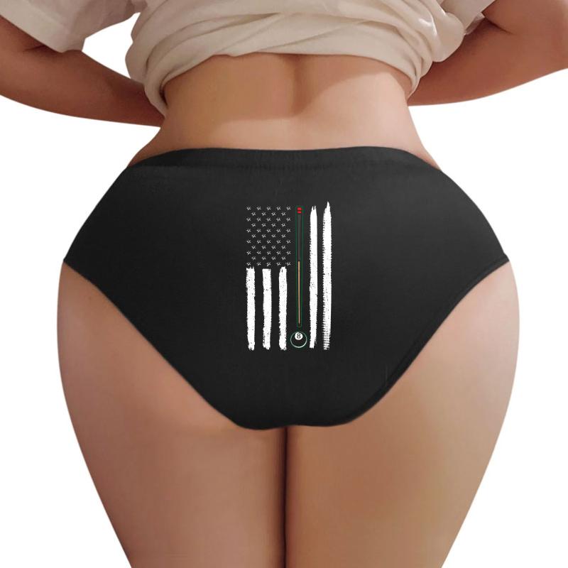 American Flag Billiards Play Pool Women Underwear Panties Women Black