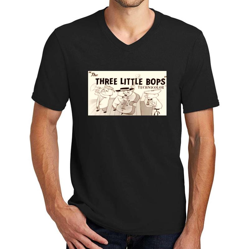 Three Little Bops Unisex V-Neck T-Shirt Men Black