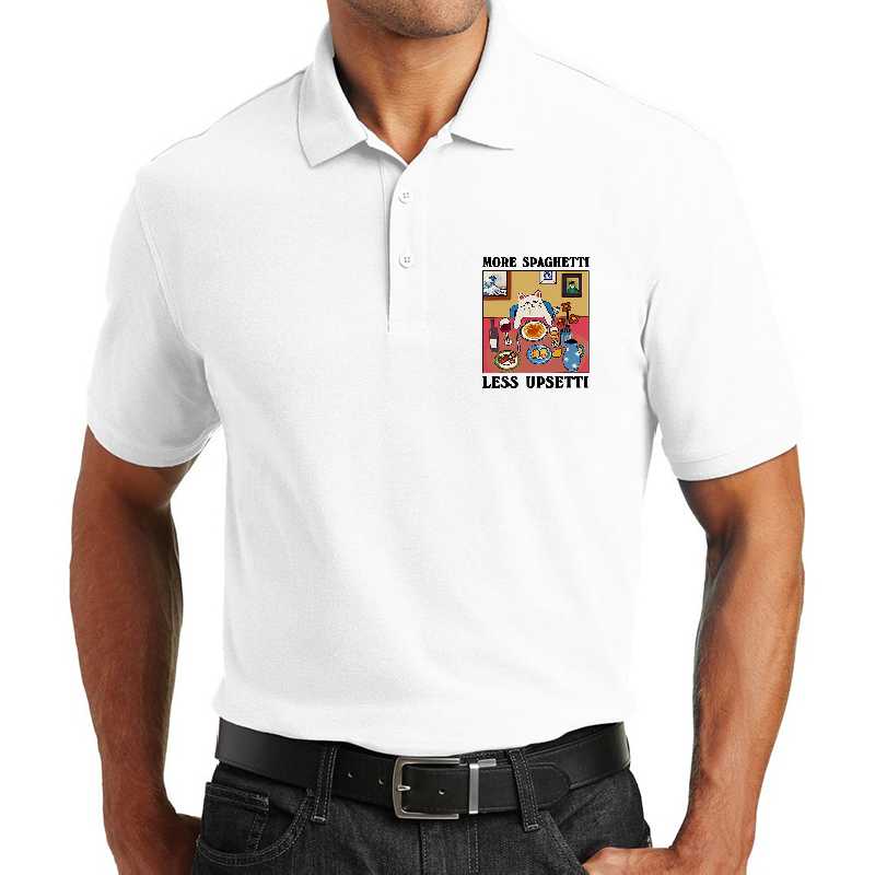 More Spaghetti Less Upsetti Funny Cute Cat Saying Quote T-Shirt designed and sold by egallagher-shop. Premium Flat Bill Snapback Caps