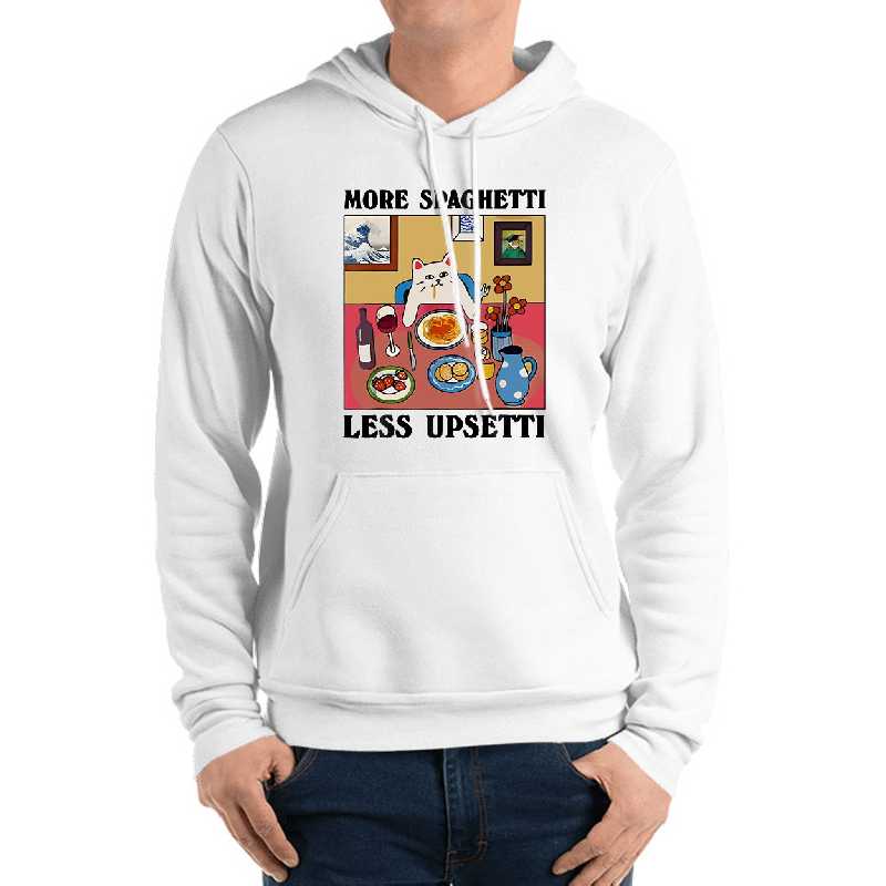 More Spaghetti Less Upsetti Funny Cute Cat Saying Quote T-Shirt designed and sold by egallagher-shop. Premium Flat Bill Snapback Caps
