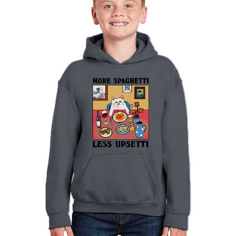 More Spaghetti Less Upsetti Funny Cute Cat Saying Quote T-Shirt designed and sold by egallagher-shop. Premium Flat Bill Snapback Caps