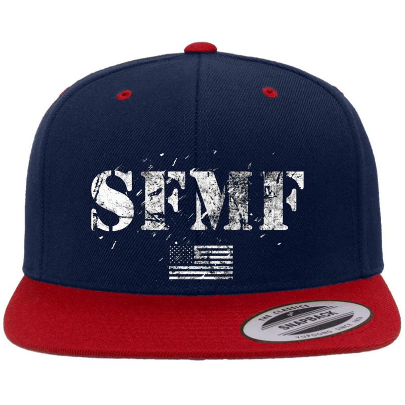 American Military Usa Flag Pride Stand Aside Sfmf White Premium Flat Bill Snapback Cap  Navy