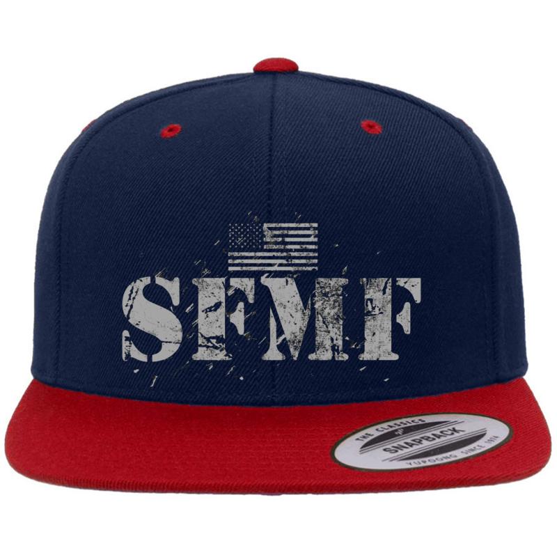 American Military Usa Flag Pride Stand Aside Silver Sfmf Premium Flat Bill Snapback Cap  Navy