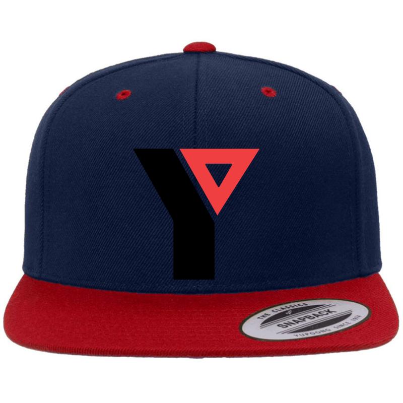 Ymca Old Logo Premium Flat Bill Snapback Cap  Navy