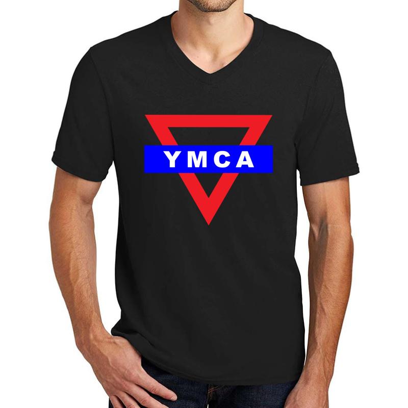 Ymca Triangle Logo Unisex V-Neck T-Shirt Men Black