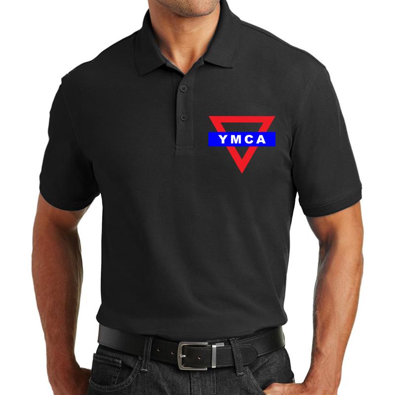 Ymca Triangle Logo Unisex Polo Jersey Sport Shirt Men Black