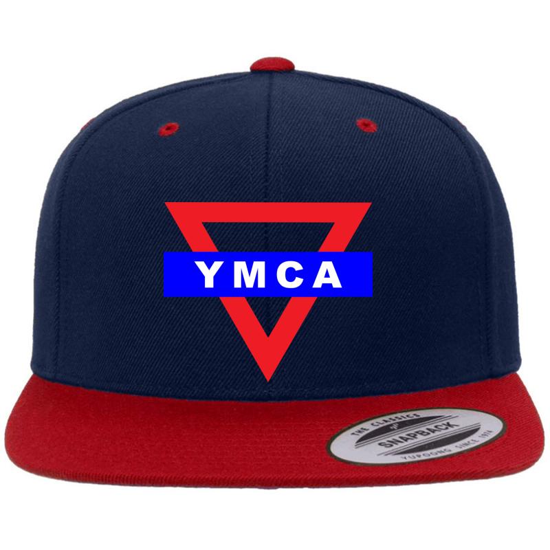 Ymca Triangle Logo Premium Flat Bill Snapback Cap  Navy