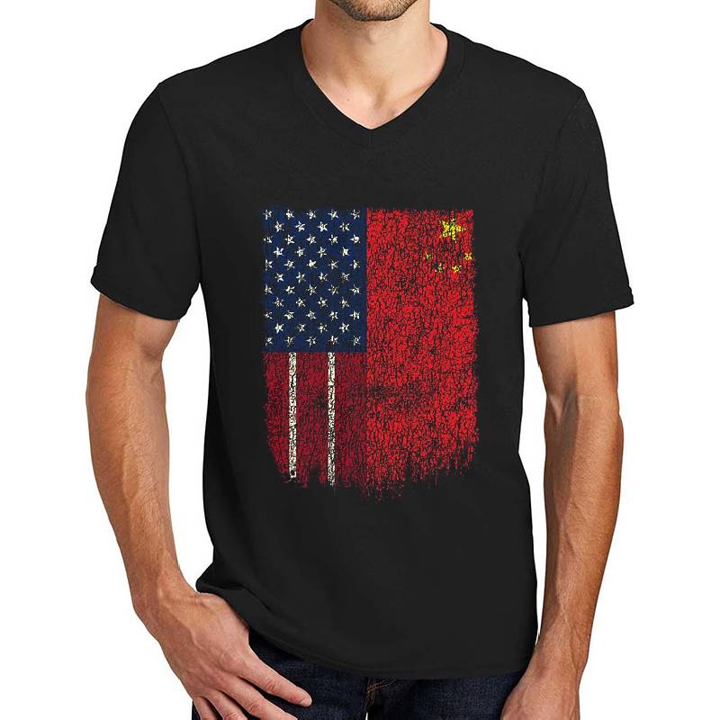 Chinese American Shirt USA China Flag T Shirt Pride Premium Flat Bill Snapback Caps