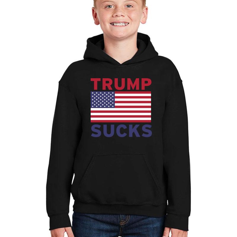 Trump Sucks Youth Hooded Sweatshirt Boy Black