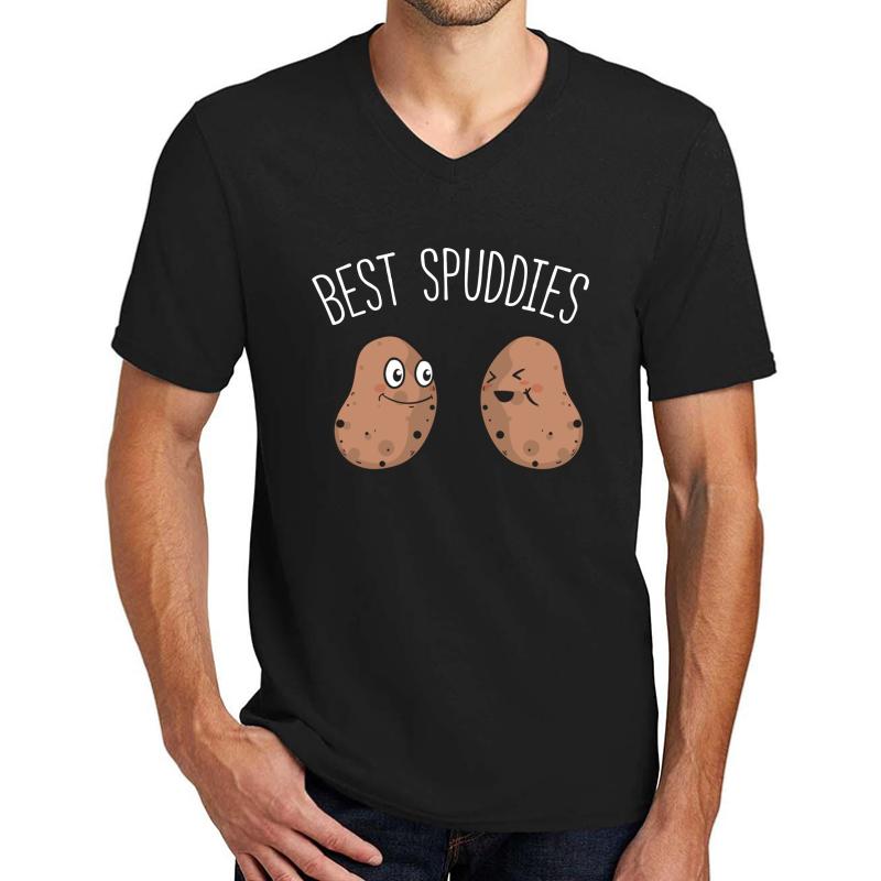 Vegan Best Spuddies Funny Potato Veggies Unisex V-Neck T-Shirt Men Black