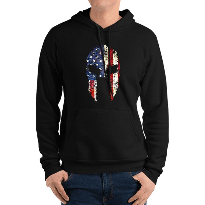 American Spartan Unisex Hooded Sweatshirt Men Black